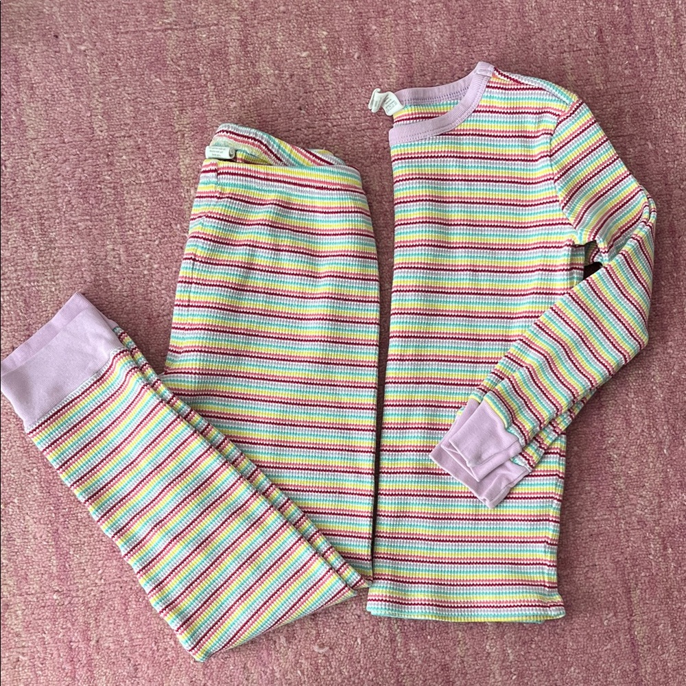 Gymboree Rainbow Colorful Striped Waffle Knit Pajama Set